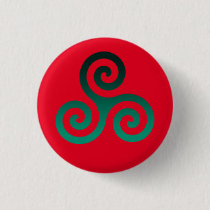 Green Triskele Vivid Red Button