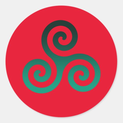 Green Triskele Vivid Red Classic Round Sticker