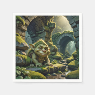 Green Troll Under a Stone Bridge Napkins