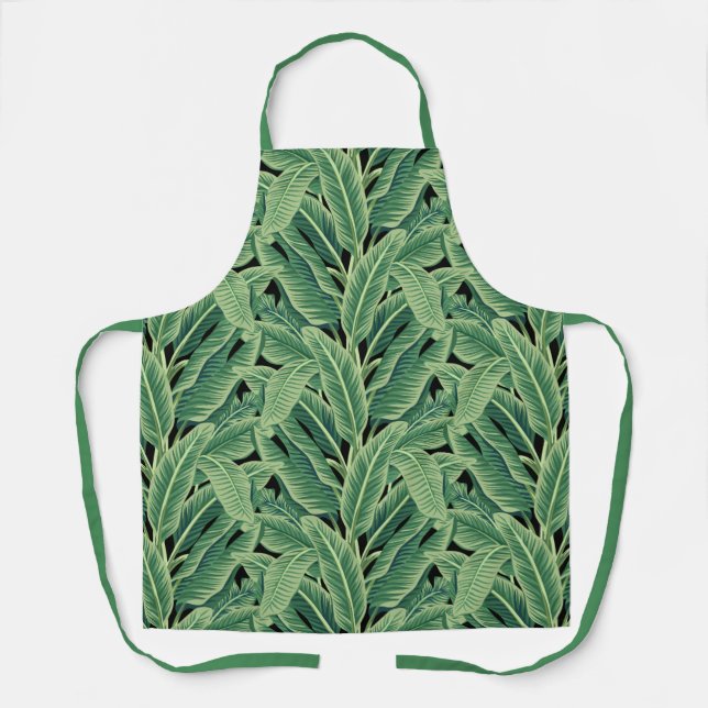 Green Tropical Banana Leaves Apron (Front)