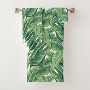 Green Tropical Banana Leaves Bath Towel Set