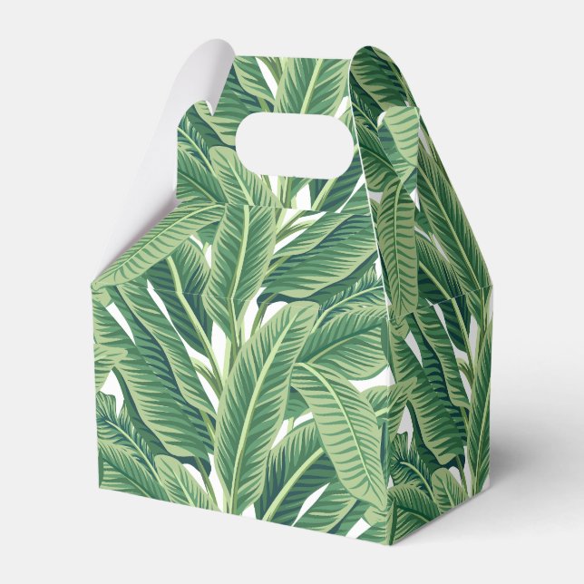 Green Tropical Banana Leaves Favor Boxes (Front Side)