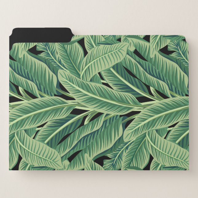 Green Tropical Banana Leaves File Folder (Front Left)