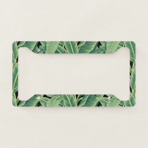 Green Tropical Banana Leaves License Plate Frame
