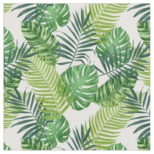Green Tropical Banana Monstera Palm Fern Leaves Fabric
