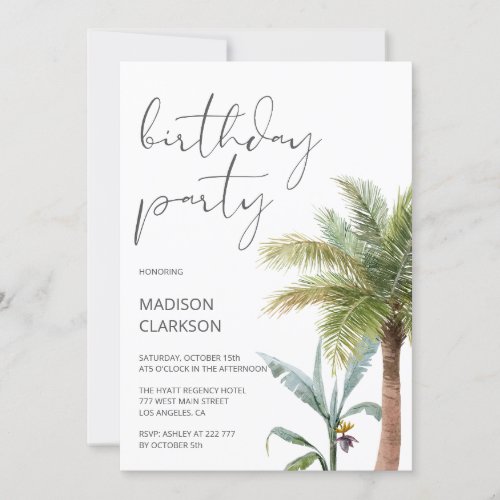 Green Tropical Birthday Invitation