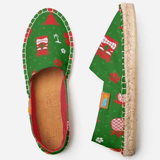 green tropical christmas tiki retro espadrilles (Side)