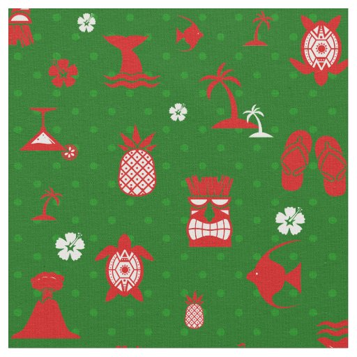 green tropical christmas tiki retro fabric