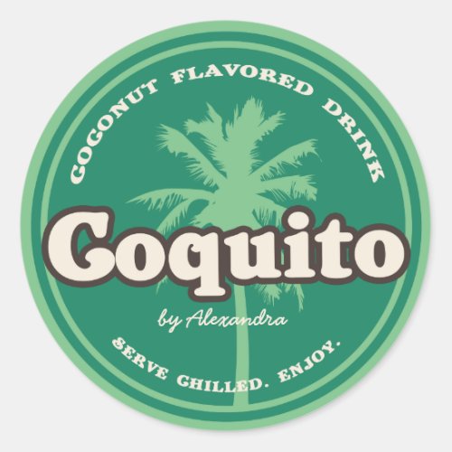 Green Tropical Coquito Classic Round Sticker