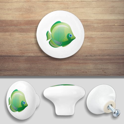 Green Tropical Fish Cartoon Cabinet Knob Door Pull