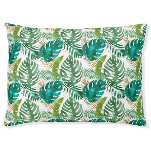 GREEN TROPICAL FLORAL PET BED