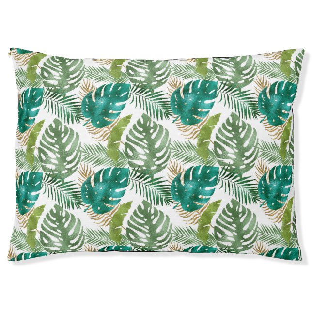 GREEN TROPICAL FLORAL PET BED (Front)