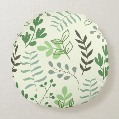 Green Tropical Forest Round Pillow