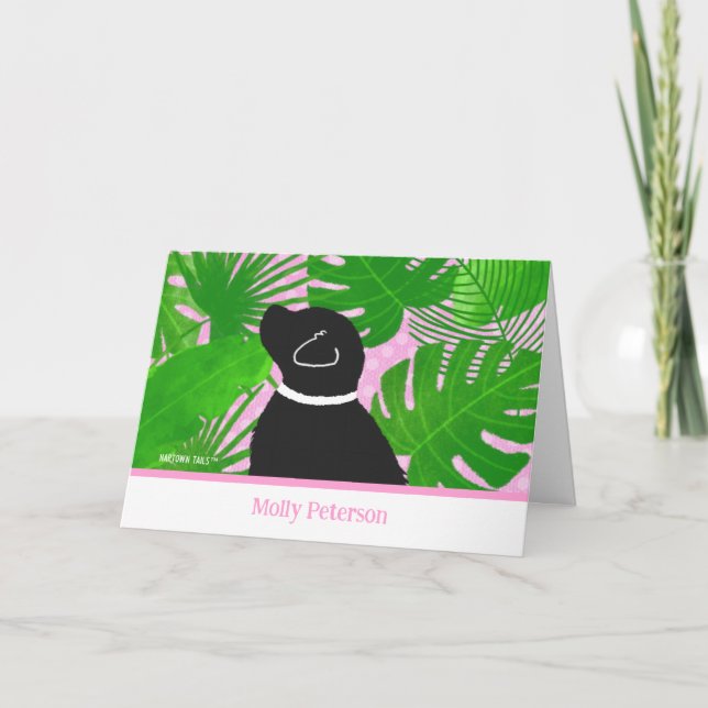 Green Tropical Island Black Dog Custom Cards (Front)