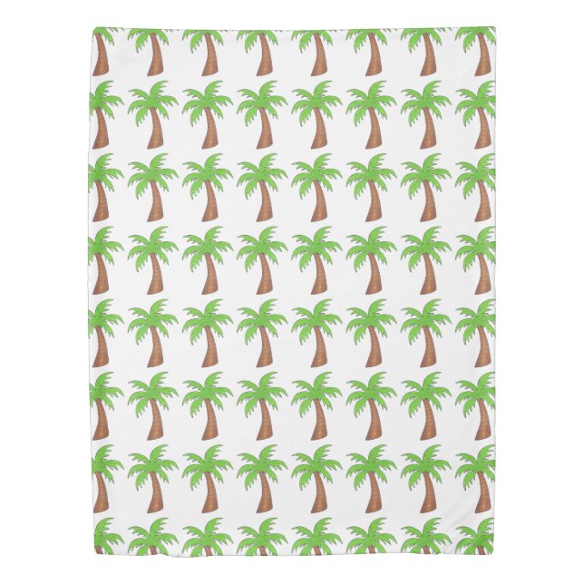 Green Tropical Island Palm Tree Beach Coconut Duvet Cover (Front)