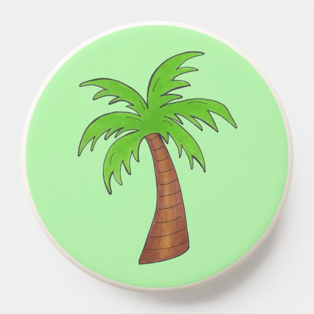 Green Tropical Island Palm Tree Beach Party PopSocket (Popsocket)