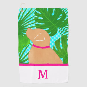 Green Tropical Island Yellow Dog Golf Towel