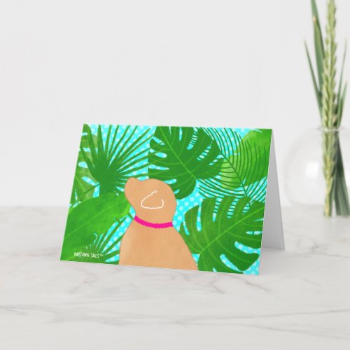 Green Tropical Island Yellow Dog Thank You Cards