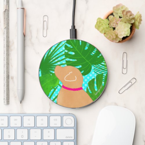 Green Tropical Island Yellow Dog Wireless Charger
