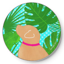 Green Tropical Island Yellow Dog Wireless Charger