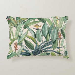 Green Tropical Jungle Banana Tree Strelitzia  Accent Pillow