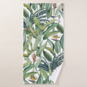 Green Tropical Jungle Banana Tree Strelitzia Bath Towel