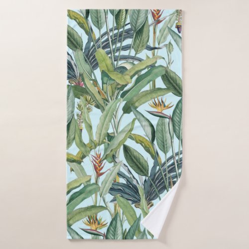 Green Tropical Jungle Banana Tree Strelitzia Bath Towel