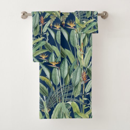 Green Tropical Jungle Banana Tree Strelitzia Bath Towel Set