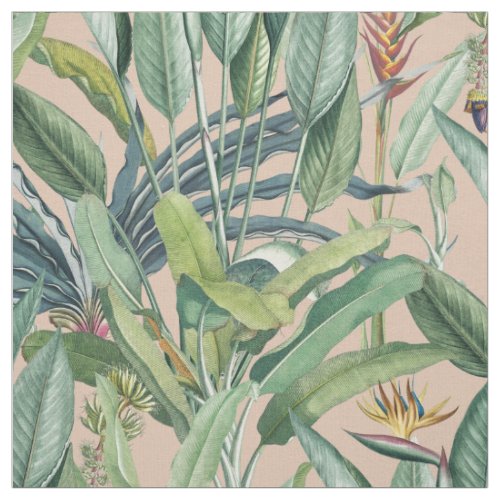 Green Tropical Jungle Banana Tree Strelitzia Fabric