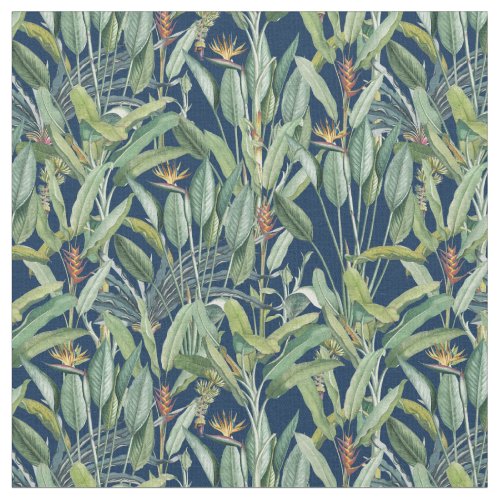 Green Tropical Jungle Banana Tree Strelitzia Fabric