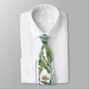 Green Tropical Jungle Banana Tree Strelitzia Neck Tie