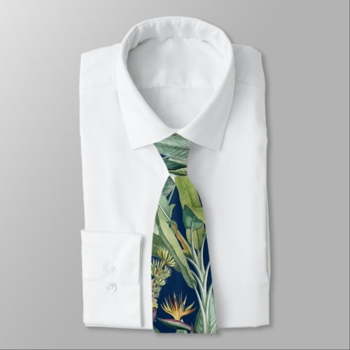 Green Tropical Jungle Banana Tree Strelitzia Neck Tie