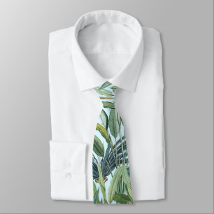 Green Tropical Jungle Banana Tree Strelitzia Neck Tie