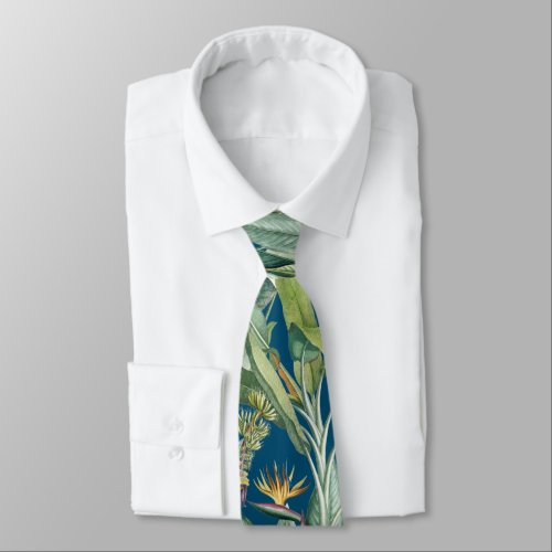 Green Tropical Jungle Banana Tree Strelitzia Neck Tie