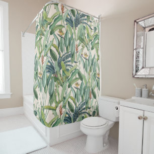 Green Tropical Jungle Banana Tree Strelitzia Shower Curtain