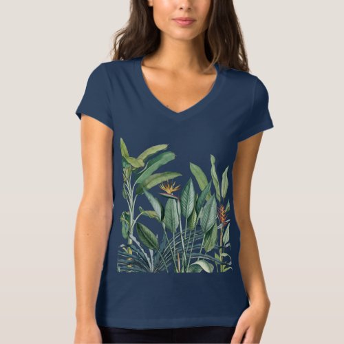 Green Tropical Jungle Banana Tree Strelitzia T_Shirt