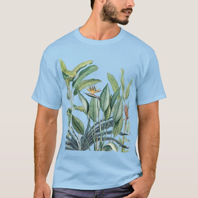 Green Tropical Jungle Banana Tree Strelitzia T-Shirt (Front)