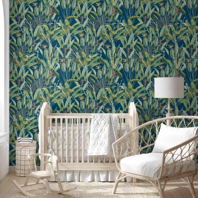 Green Tropical Jungle Banana Tree Strelitzia Wallpaper (Kids)