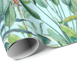 Green Tropical Jungle Banana Tree Strelitzia Wrapping Paper
