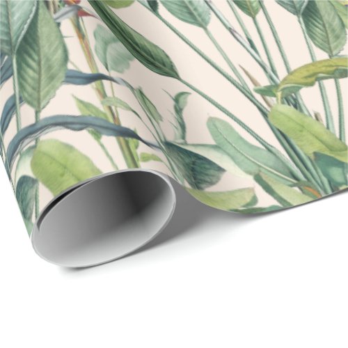 Green Tropical Jungle Banana Tree Strelitzia Wrapping Paper