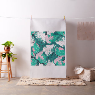 Green tropical jungle print palm tree, palm leaves fabric