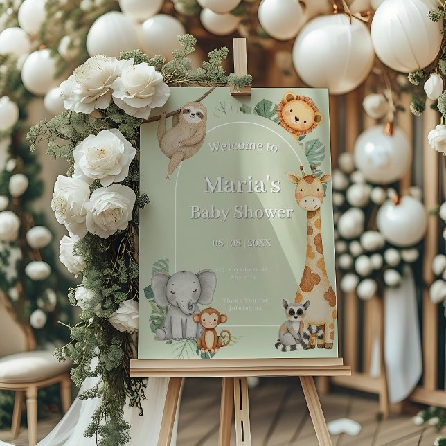Green Tropical Jungle Safari baby shower Animals  Foam Board (Creator Uploaded)