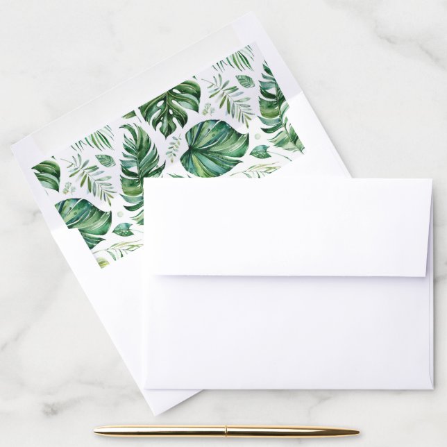 Green Tropical leaf envelope liners (Desk)