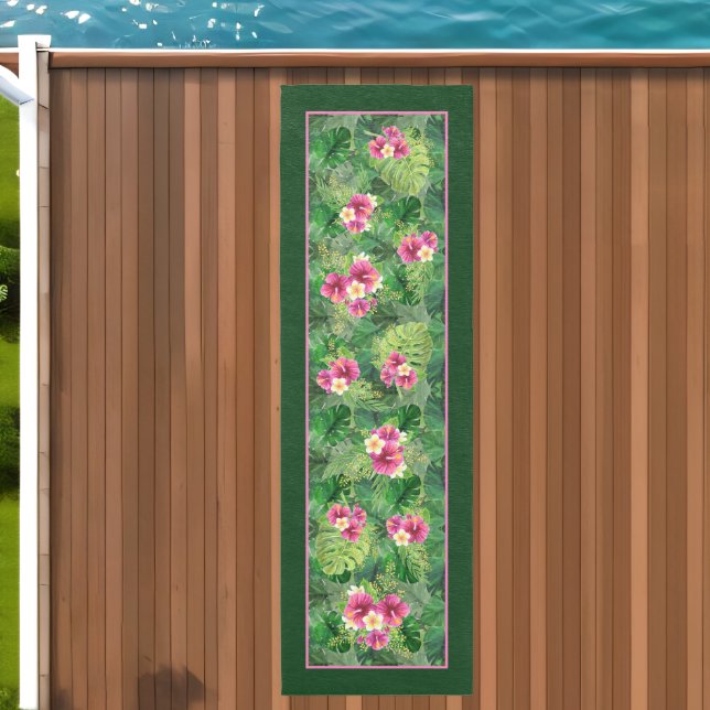 Green Tropical Leaf Floral Runner Outdoor Rug (Insitu (Outdoor 2))