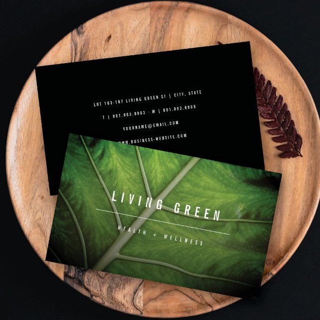 Green Tropical Leaf Minimalist Photo Spa Wellness Business Card (Green Tropical Leaf Minimalist Photo Spa Wellness Business Card @ fatfatin)