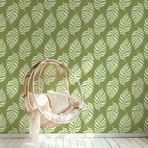 Green Tropical Leaf Pattern Wallpaper