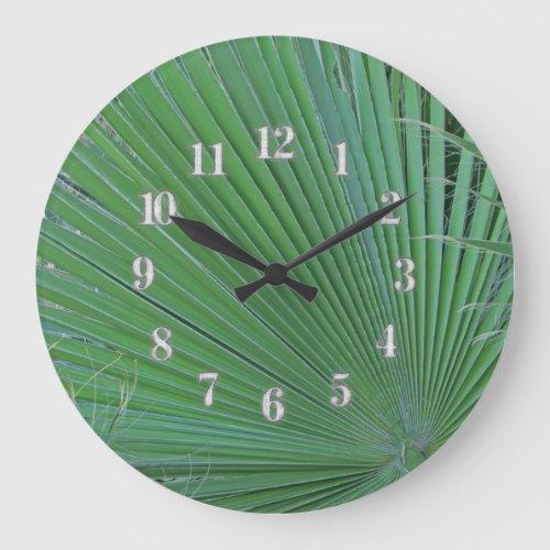 Green Tropical Leaf Photo Diagonal Abstract Leaves Large Clock