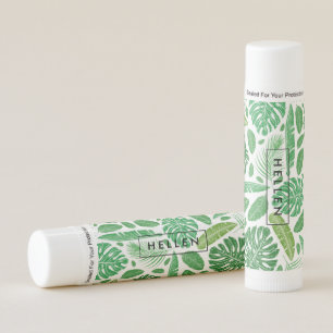 Green Tropical Leafs Pattern D4 Lip Balm