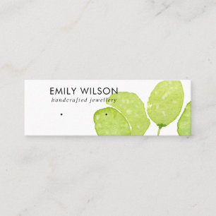 GREEN TROPICAL LEAFY FAUNA EARRING STUD DISPLAY MINI BUSINESS CARD