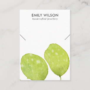 GREEN TROPICAL LEAFY FAUNA NECKLACE BAND DISPLAY B BUSINESS CARD